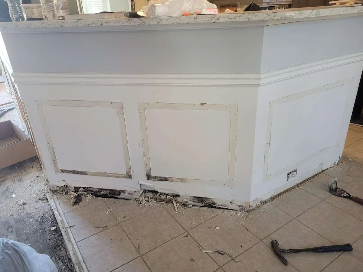 Water damage and mold on kitchen during Storm Damage Restoration in Sierra Madre